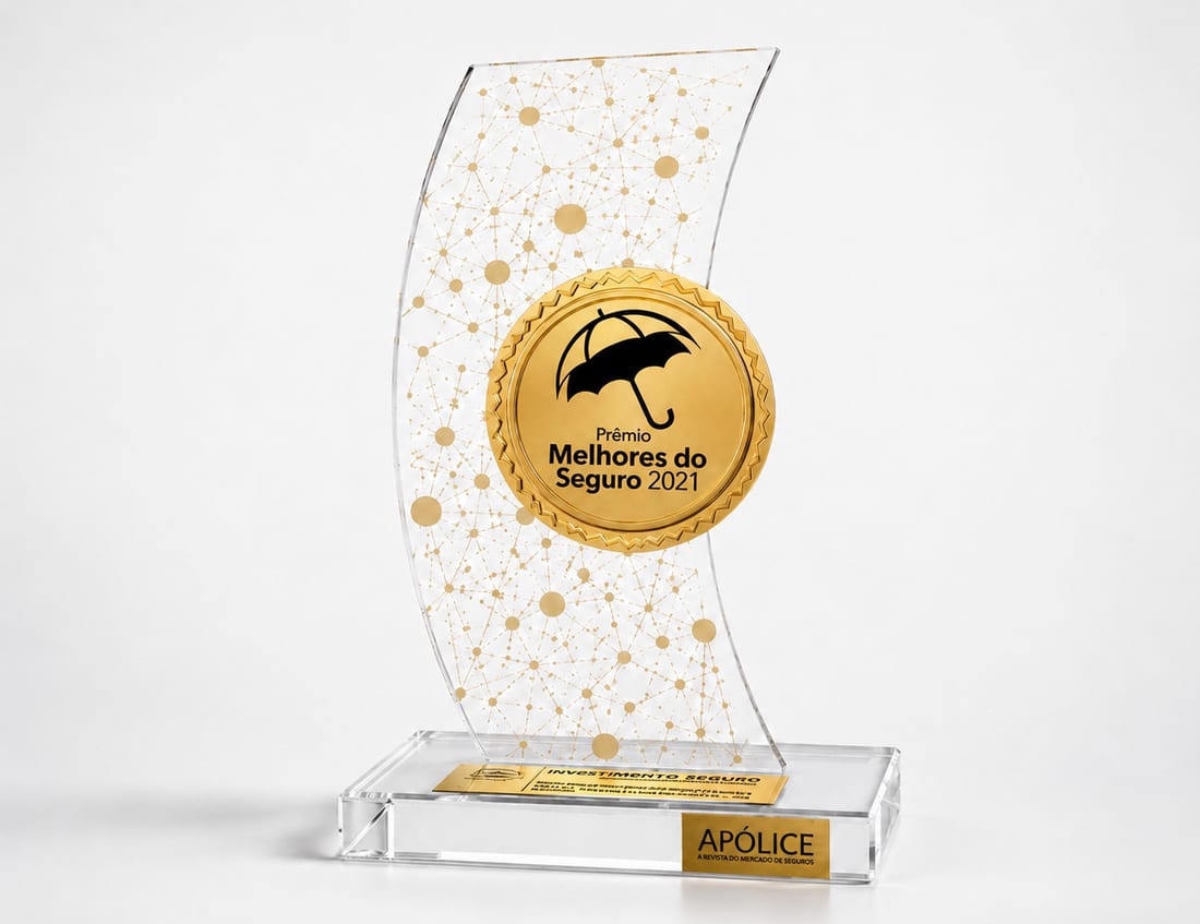 Troféu Prêmio Melhores do Seguro 2021 da Revista Apólice, categoria Investimento Seguro